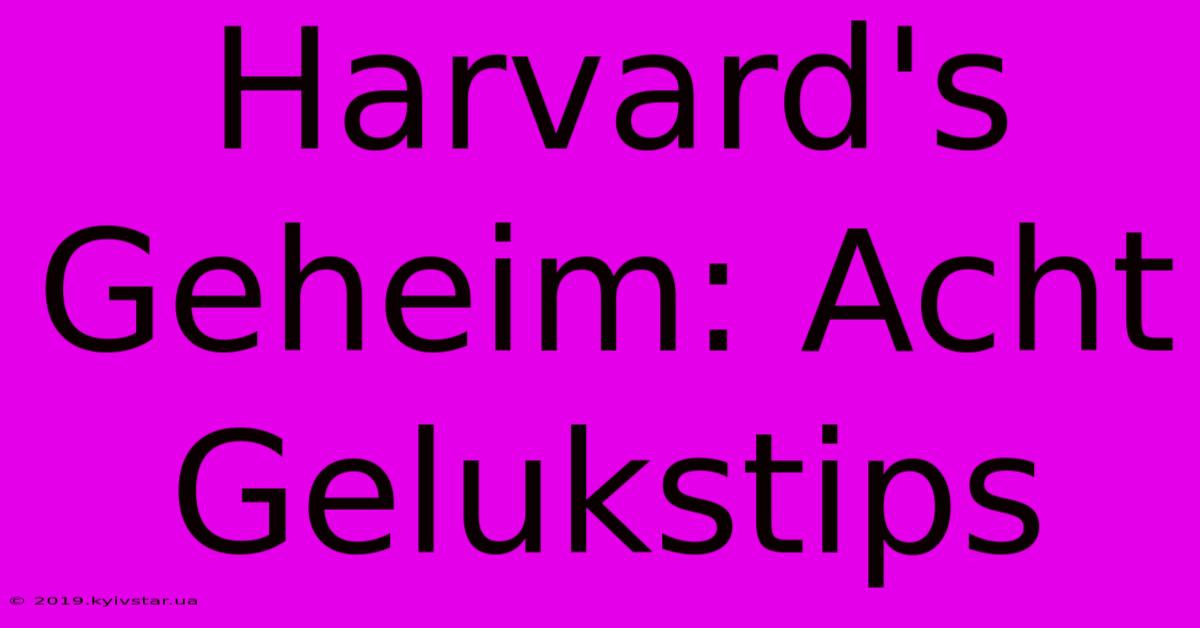 Harvard's Geheim: Acht Gelukstips