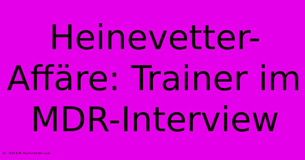 Heinevetter-Affäre: Trainer Im MDR-Interview