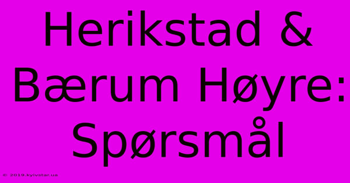 Herikstad & Bærum Høyre: Spørsmål