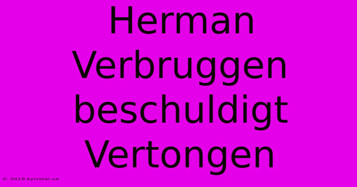 Herman Verbruggen Beschuldigt Vertongen