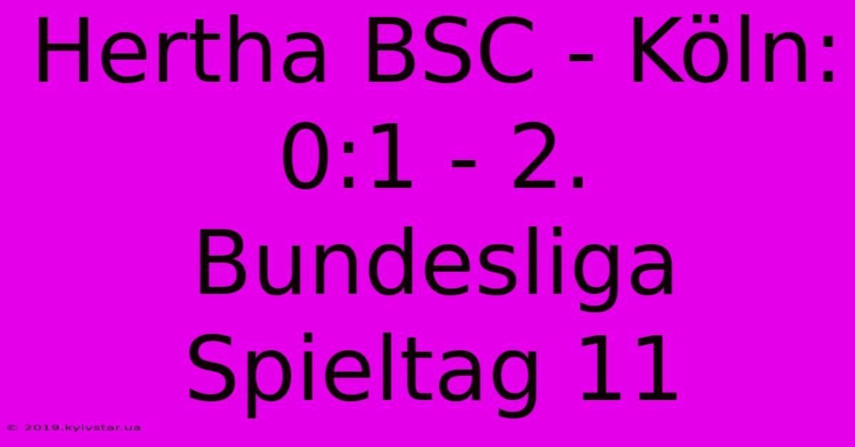 Hertha BSC - Köln: 0:1 - 2. Bundesliga Spieltag 11