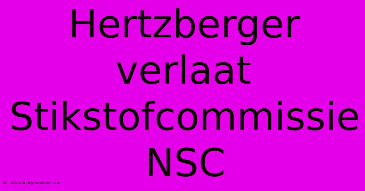 Hertzberger Verlaat Stikstofcommissie NSC