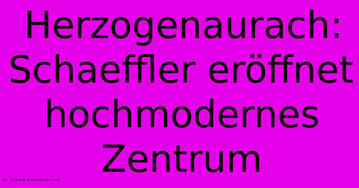 Herzogenaurach: Schaeffler Eröffnet Hochmodernes Zentrum