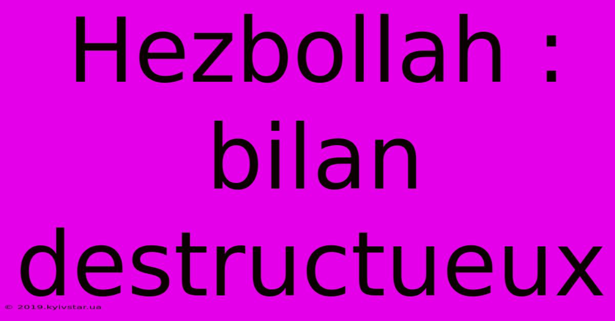 Hezbollah : Bilan Destructueux