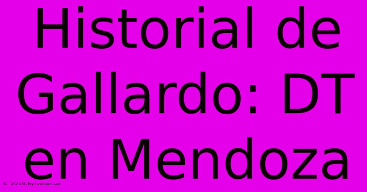 Historial De Gallardo: DT En Mendoza