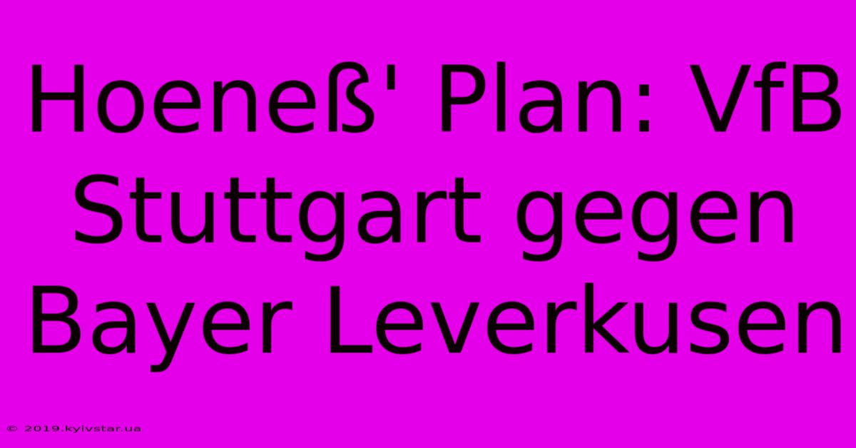 Hoeneß' Plan: VfB Stuttgart Gegen Bayer Leverkusen