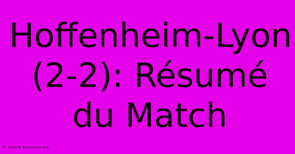 Hoffenheim-Lyon (2-2): Résumé Du Match