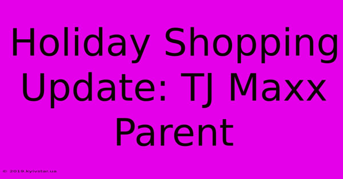 Holiday Shopping Update: TJ Maxx Parent