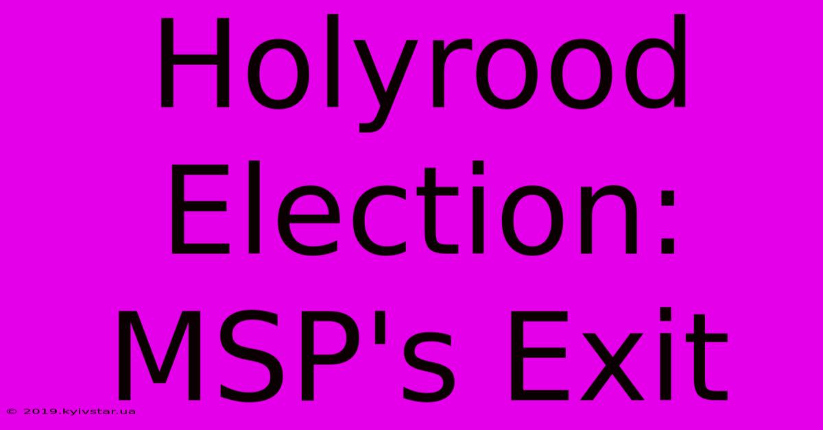 Holyrood Election: MSP's Exit