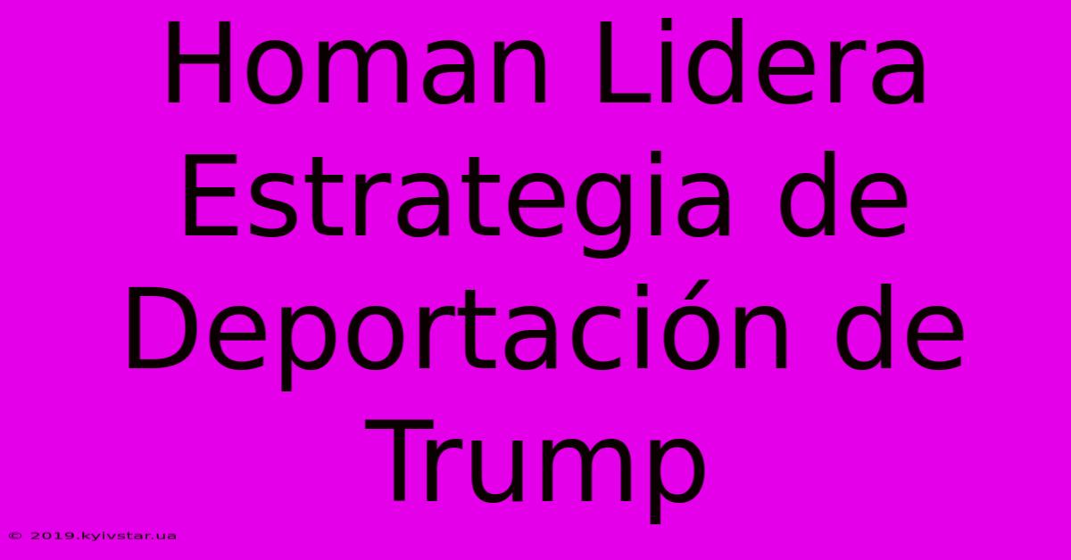 Homan Lidera Estrategia De Deportación De Trump 