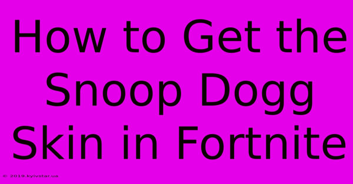 How To Get The Snoop Dogg Skin In Fortnite