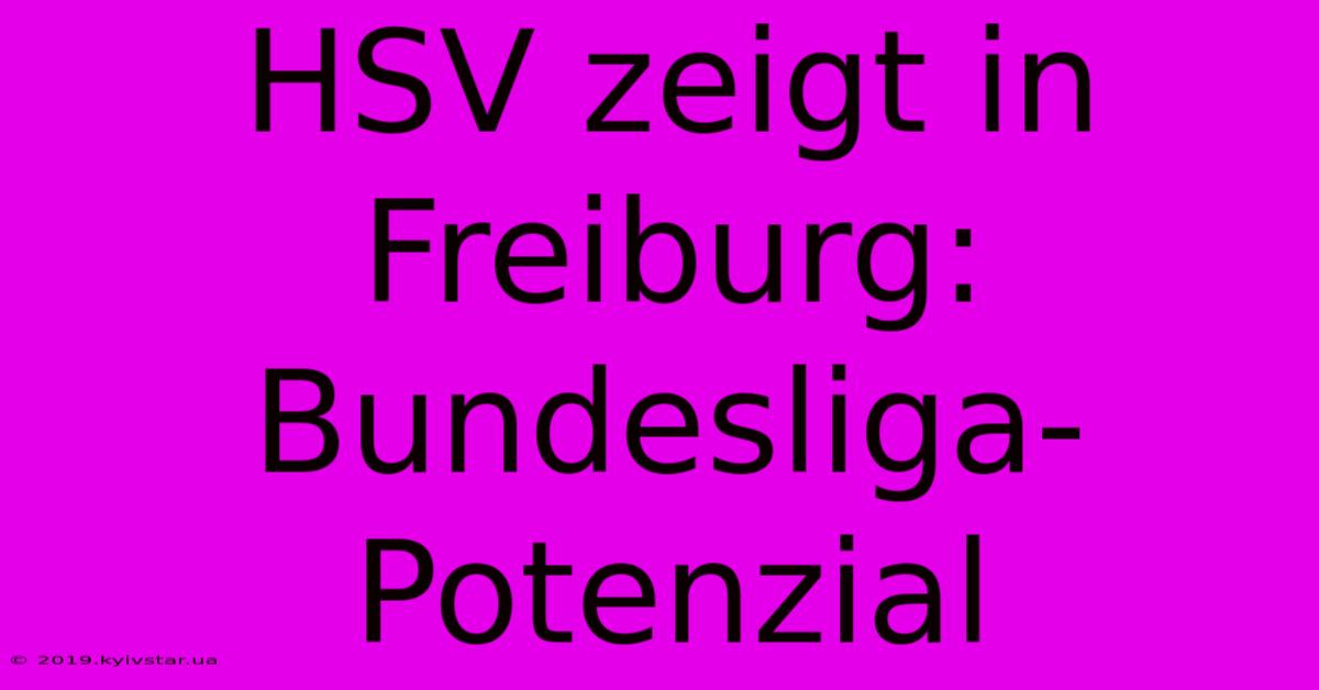 HSV Zeigt In Freiburg: Bundesliga-Potenzial