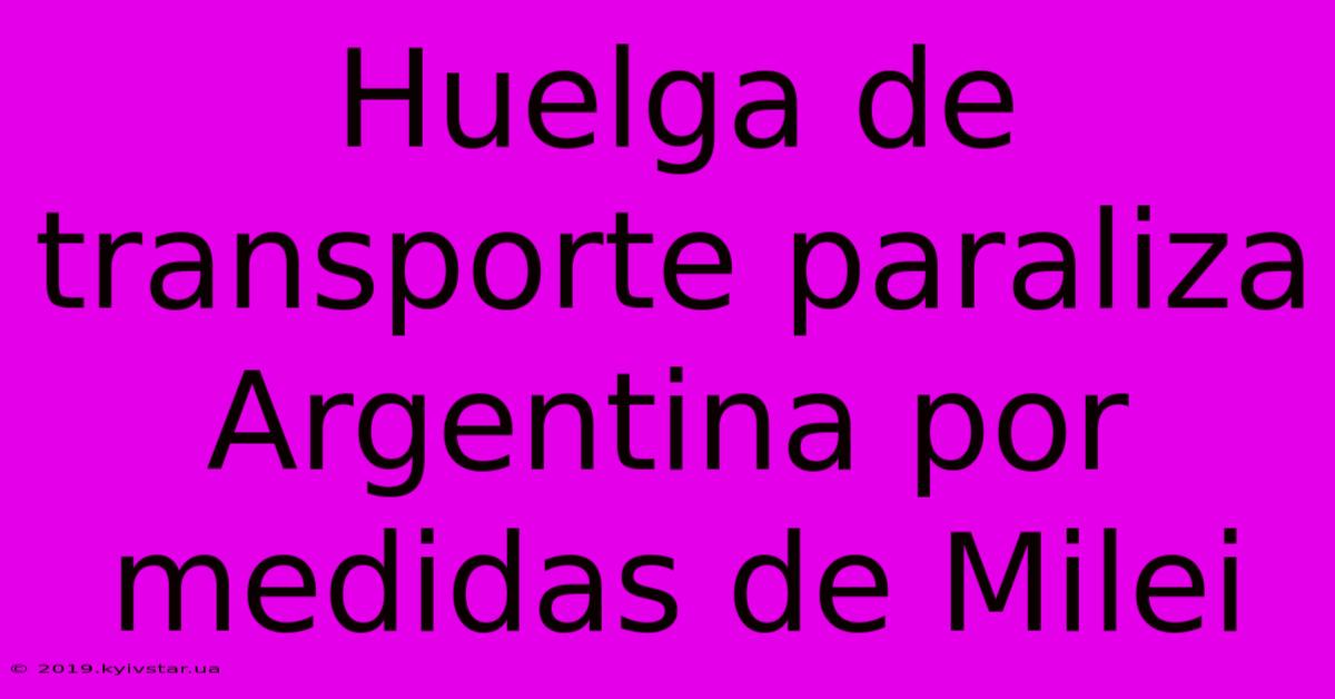 Huelga De Transporte Paraliza Argentina Por Medidas De Milei