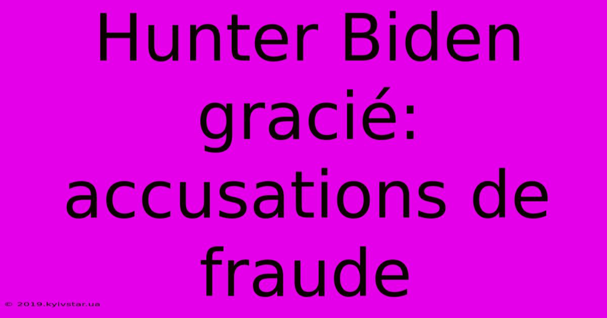 Hunter Biden Gracié: Accusations De Fraude