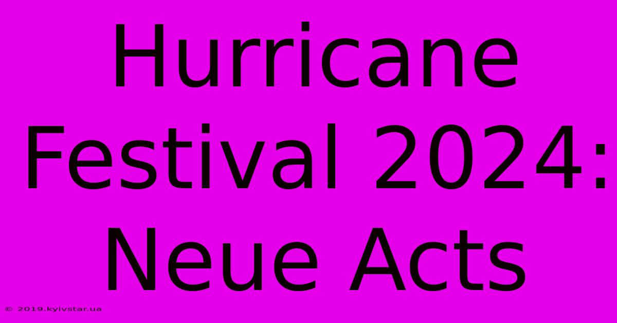 Hurricane Festival 2024: Neue Acts