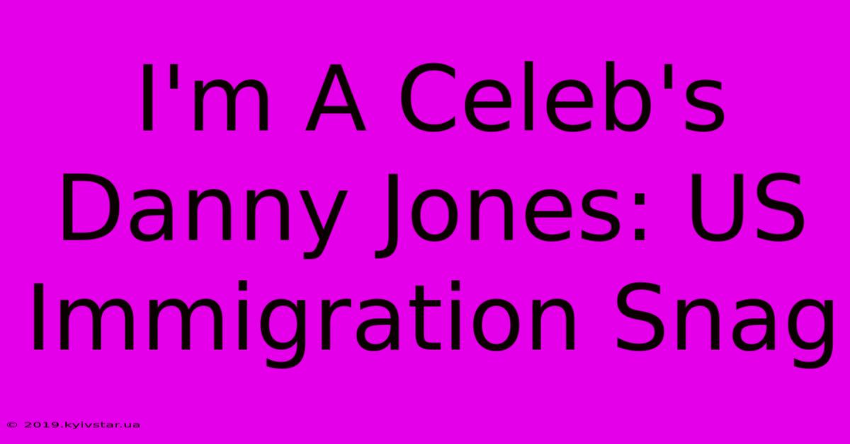 I'm A Celeb's Danny Jones: US Immigration Snag