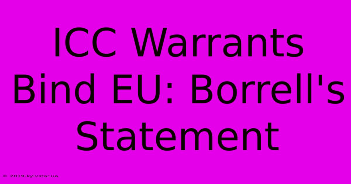 ICC Warrants Bind EU: Borrell's Statement