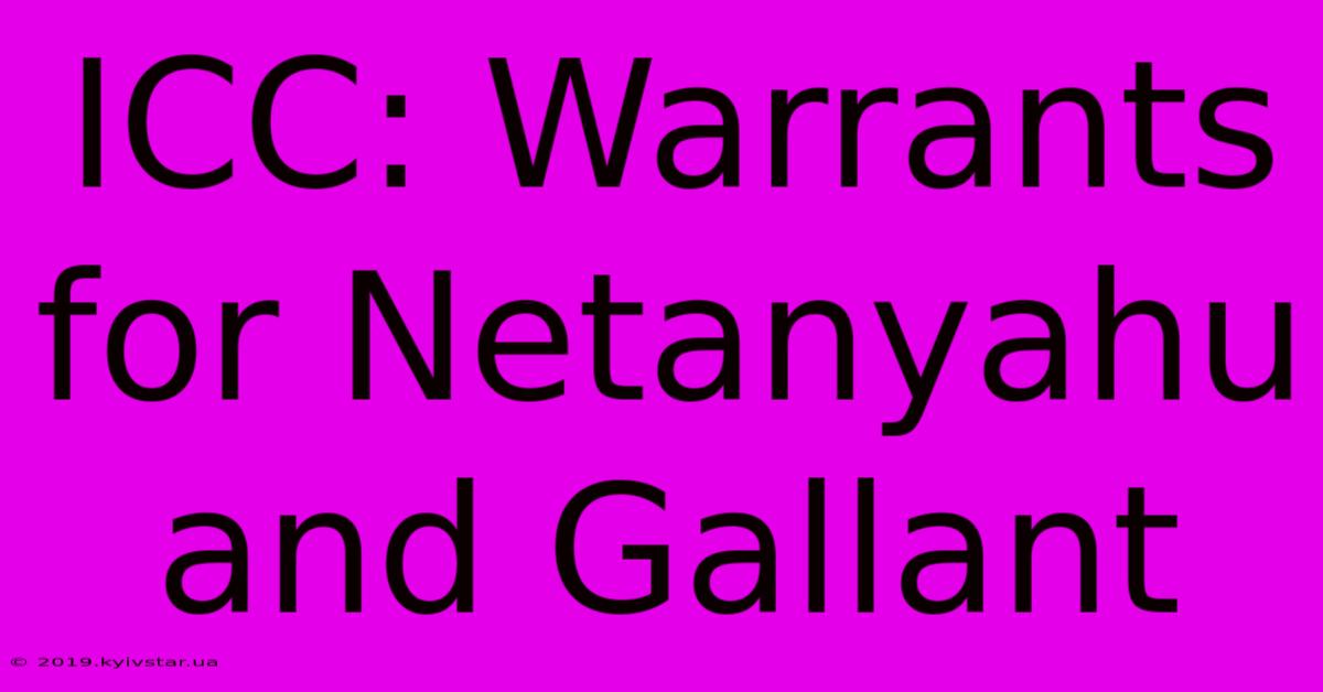 ICC: Warrants For Netanyahu And Gallant