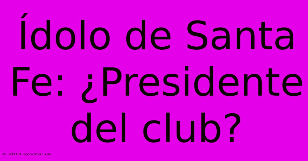 Ídolo De Santa Fe: ¿Presidente Del Club?