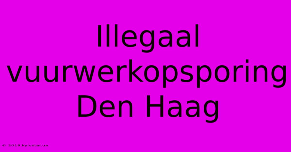 Illegaal Vuurwerkopsporing Den Haag