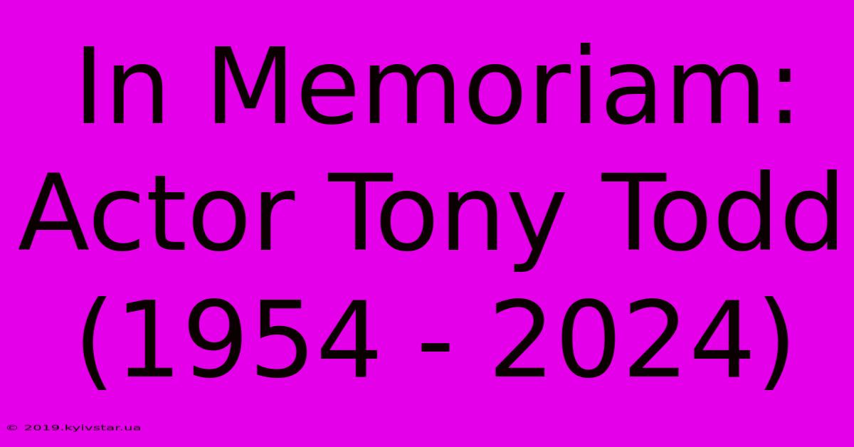 In Memoriam: Actor Tony Todd (1954 - 2024) 