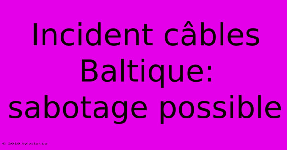 Incident Câbles Baltique: Sabotage Possible