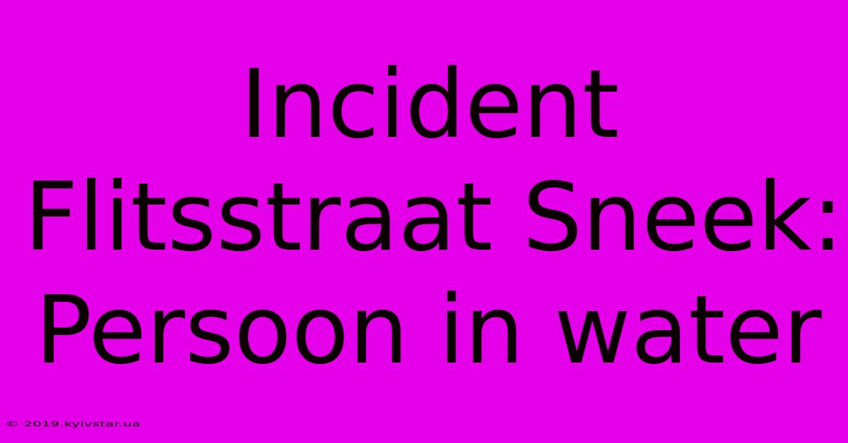 Incident Flitsstraat Sneek: Persoon In Water