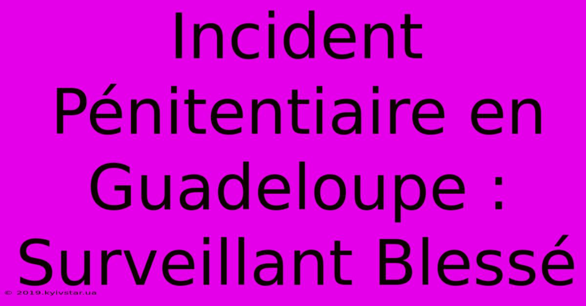 Incident Pénitentiaire En Guadeloupe : Surveillant Blessé