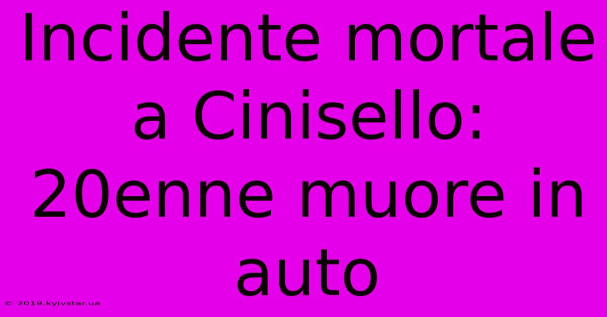 Incidente Mortale A Cinisello: 20enne Muore In Auto