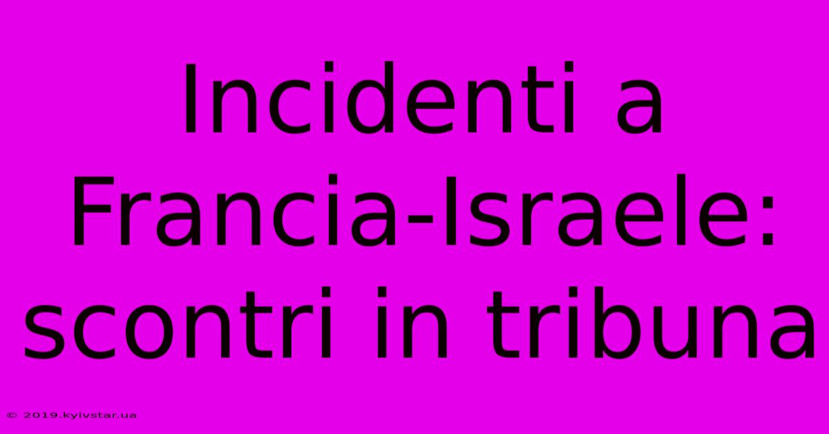 Incidenti A Francia-Israele: Scontri In Tribuna