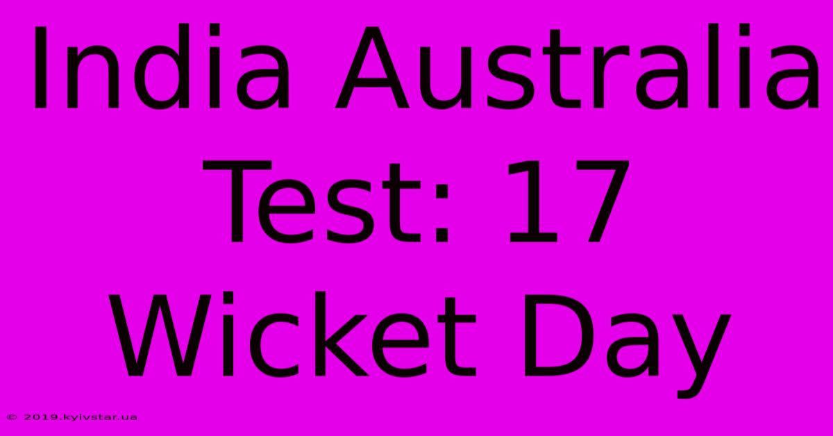 India Australia Test: 17 Wicket Day