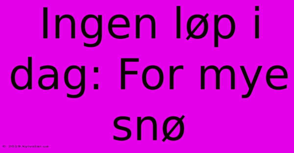 Ingen Løp I Dag: For Mye Snø