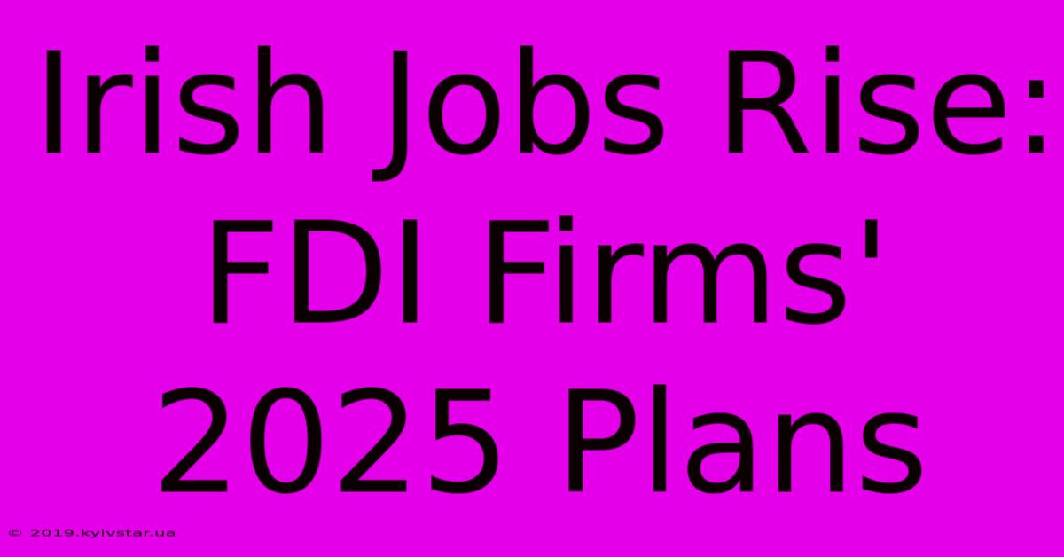 Irish Jobs Rise: FDI Firms' 2025 Plans