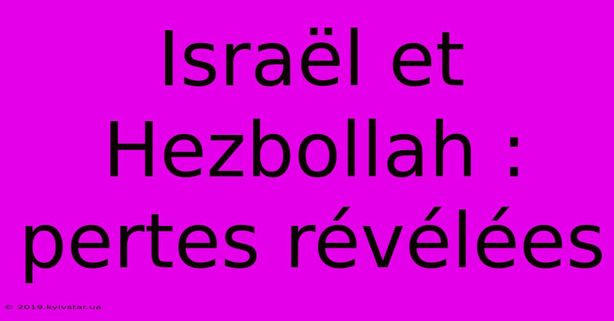 Israël Et Hezbollah : Pertes Révélées