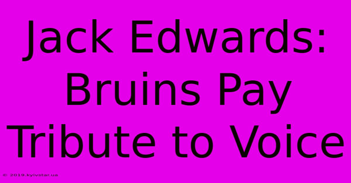 Jack Edwards: Bruins Pay Tribute To Voice 