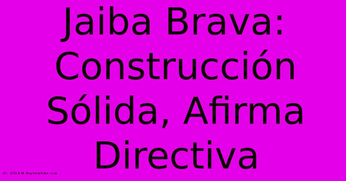 Jaiba Brava: Construcción Sólida, Afirma Directiva