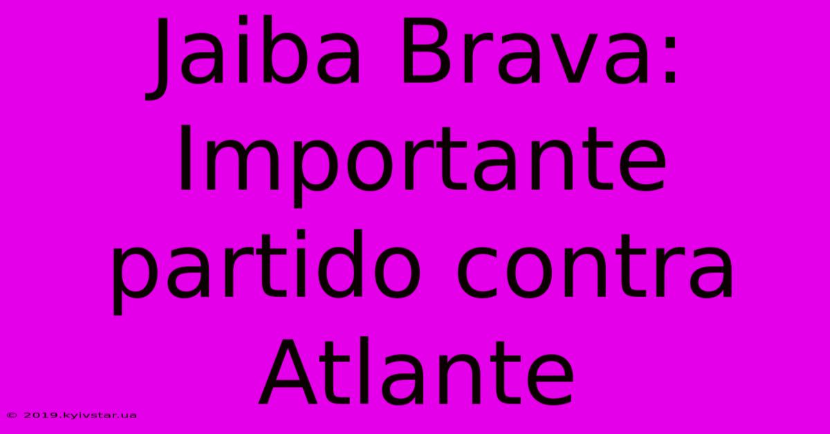 Jaiba Brava: Importante Partido Contra Atlante 