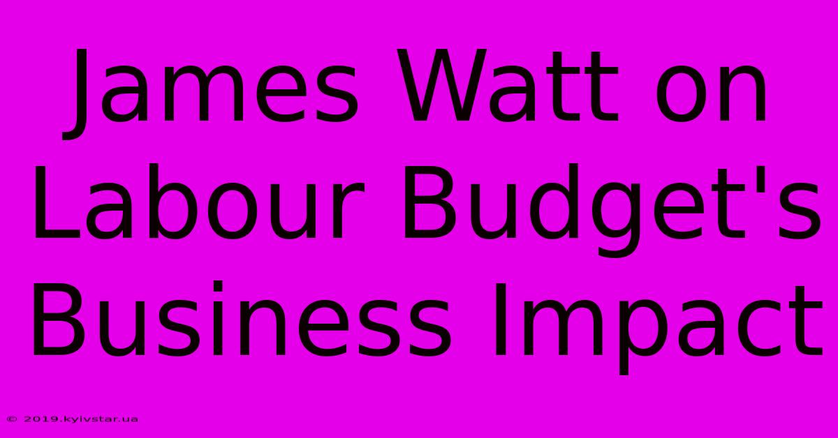 James Watt On Labour Budget's Business Impact 