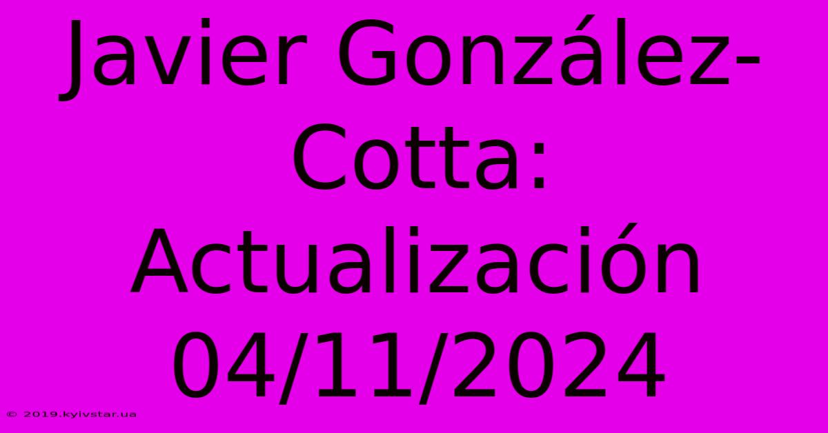 Javier González-Cotta: Actualización 04/11/2024