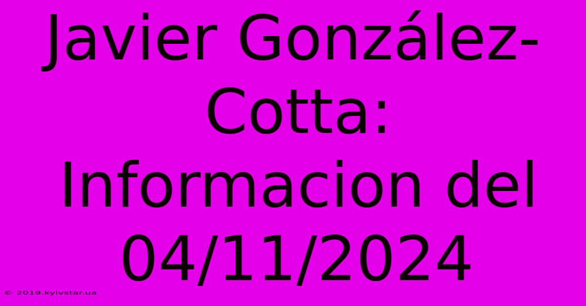 Javier González-Cotta:  Informacion Del 04/11/2024 