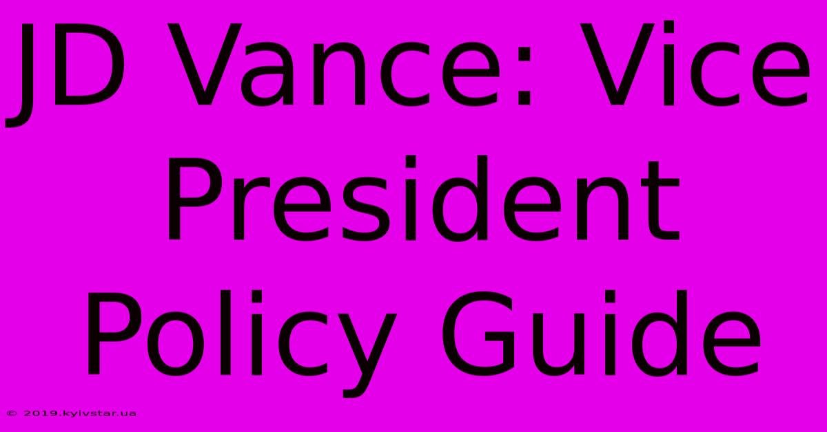 JD Vance: Vice President Policy Guide 