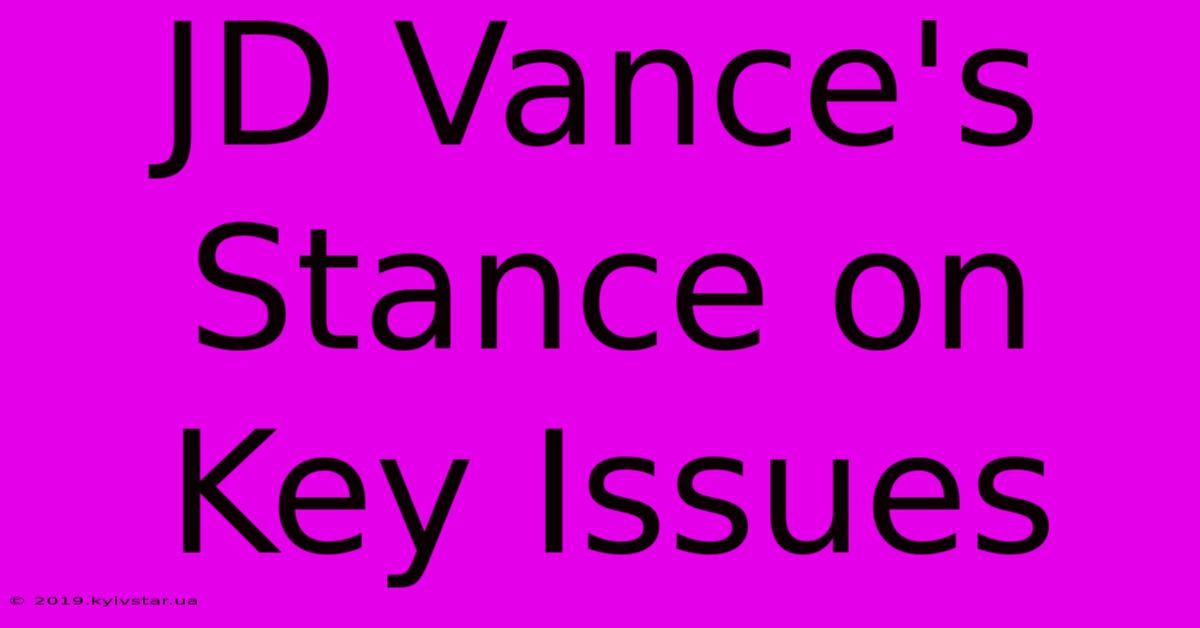 JD Vance's Stance On Key Issues