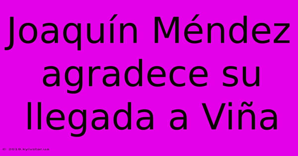 Joaquín Méndez Agradece Su Llegada A Viña