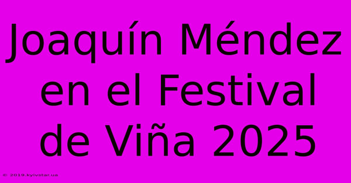 Joaquín Méndez En El Festival De Viña 2025