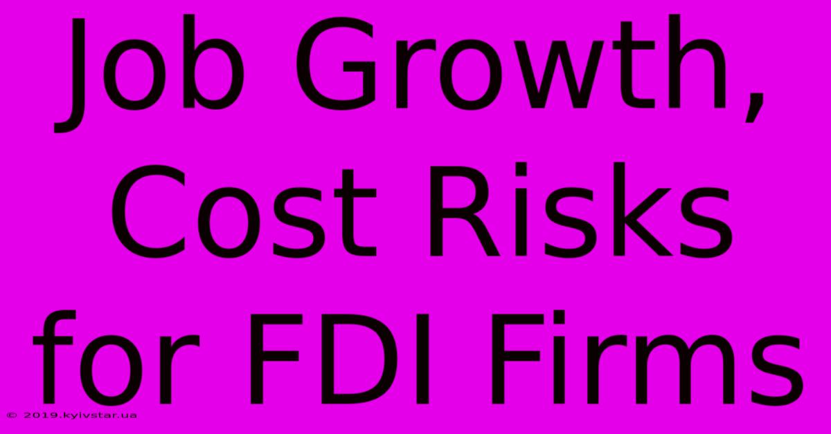 Job Growth, Cost Risks For FDI Firms