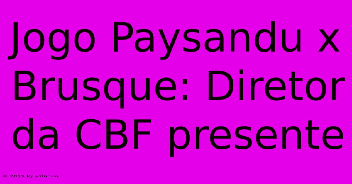 Jogo Paysandu X Brusque: Diretor Da CBF Presente