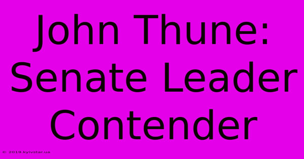 John Thune:  Senate Leader Contender 