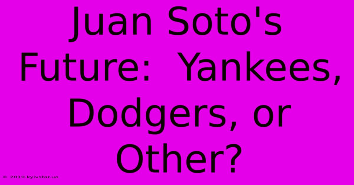 Juan Soto's Future:  Yankees, Dodgers, Or Other?