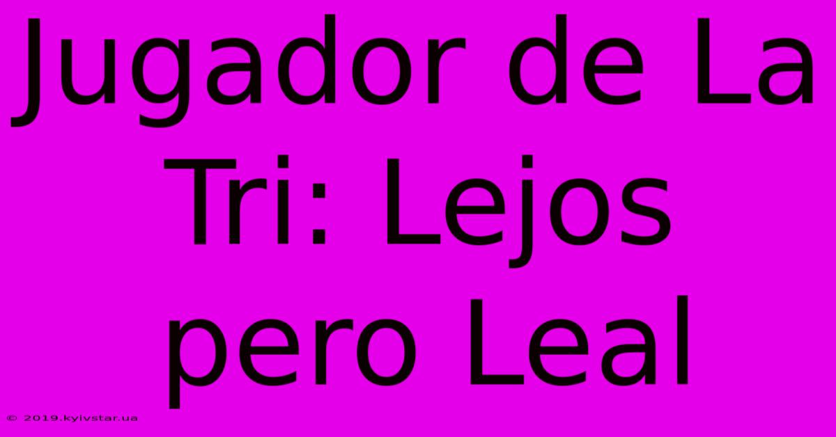 Jugador De La Tri: Lejos Pero Leal