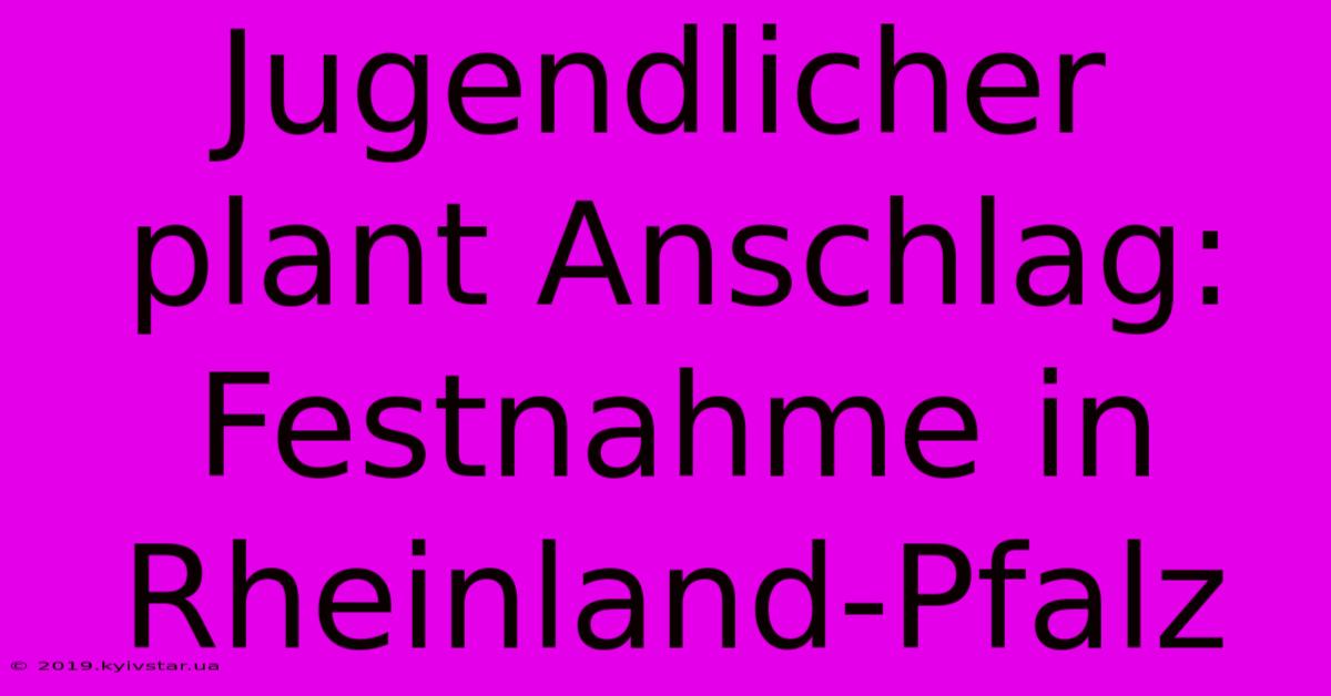 Jugendlicher Plant Anschlag: Festnahme In Rheinland-Pfalz